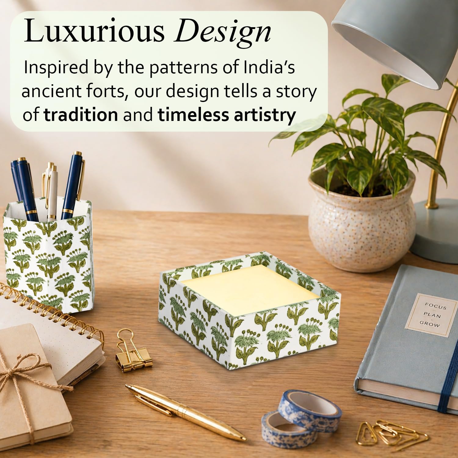 Desk Organizer Memo Note Pad Holder - Emerald Green