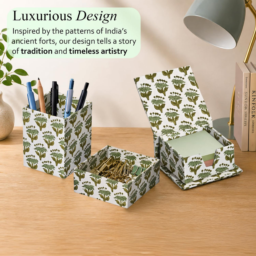 Desk Organizer Set of 3 - Emerald Green
