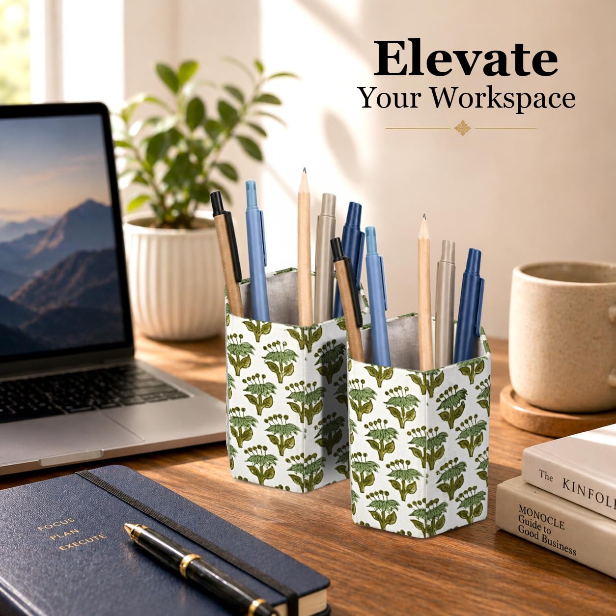 Cotton Pen Holder Set of 2 - Emerald Green