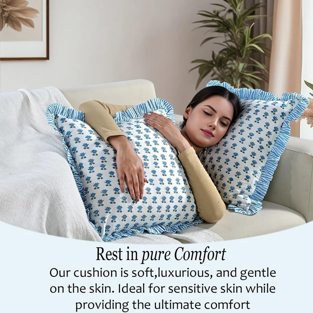 Ruffle Pillow Cover - Arctic Blue