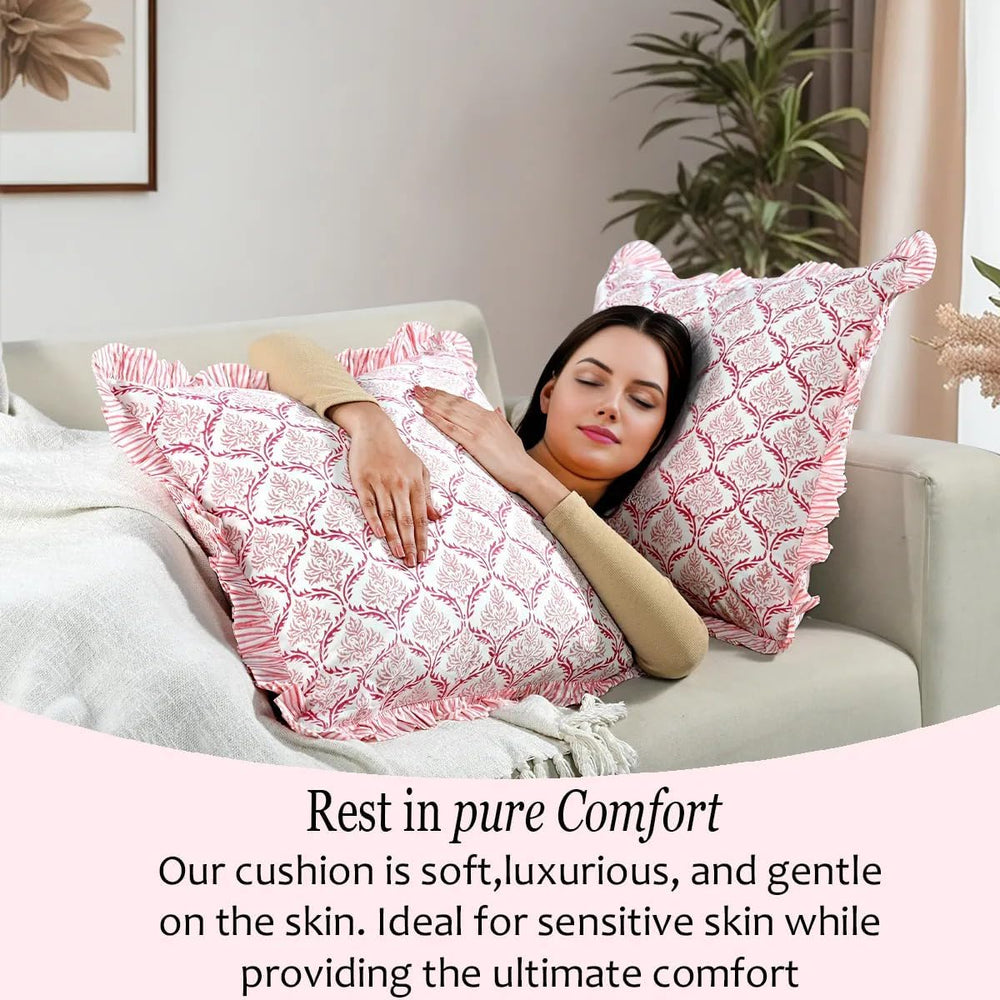 Ruffle Pillow Cover - Blush Rose