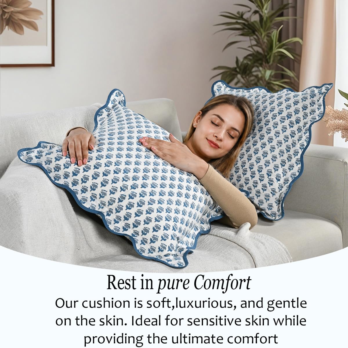 Scalloped Throw Pillow Covers - Apatite Blue