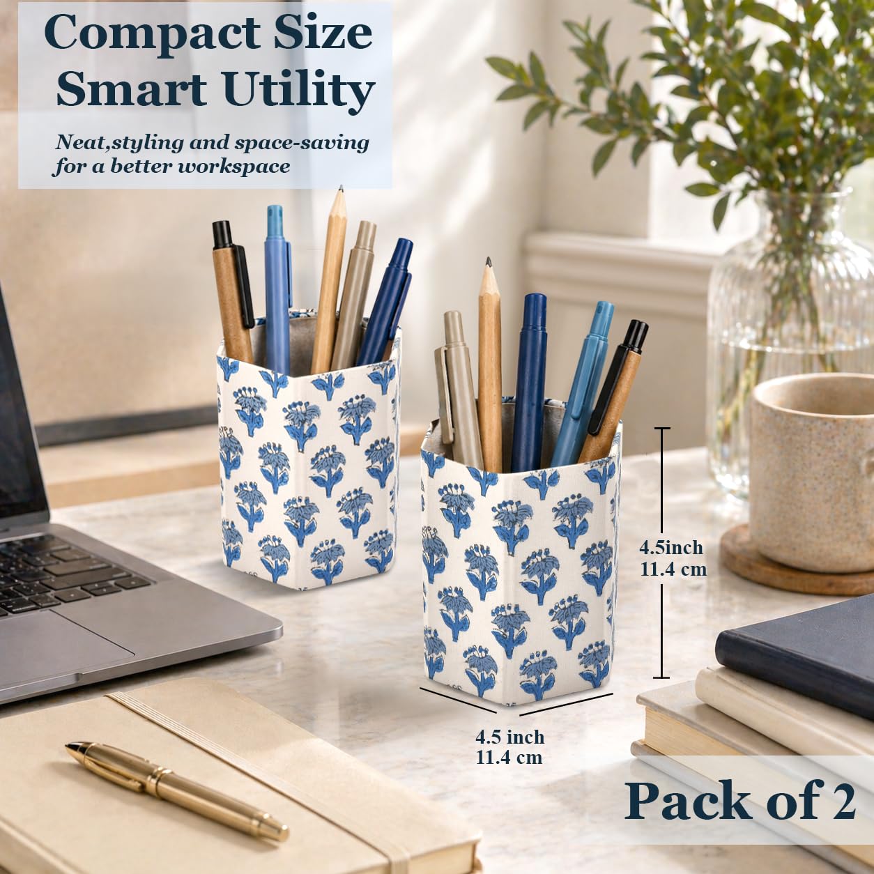 Cotton Pen Holder Set of 2 - Apatite Blue