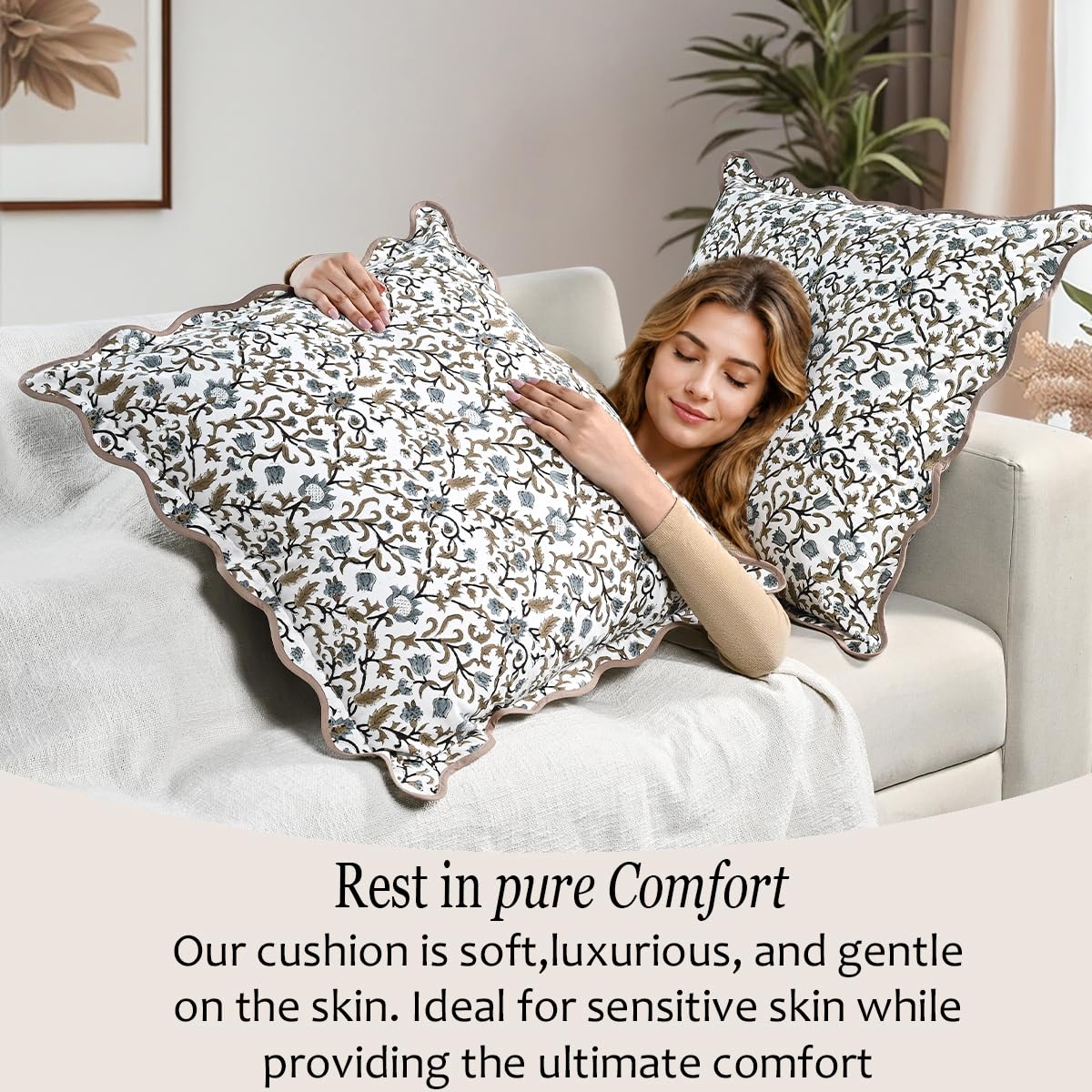 Scalloped Throw Pillow Covers - Autumn Vine