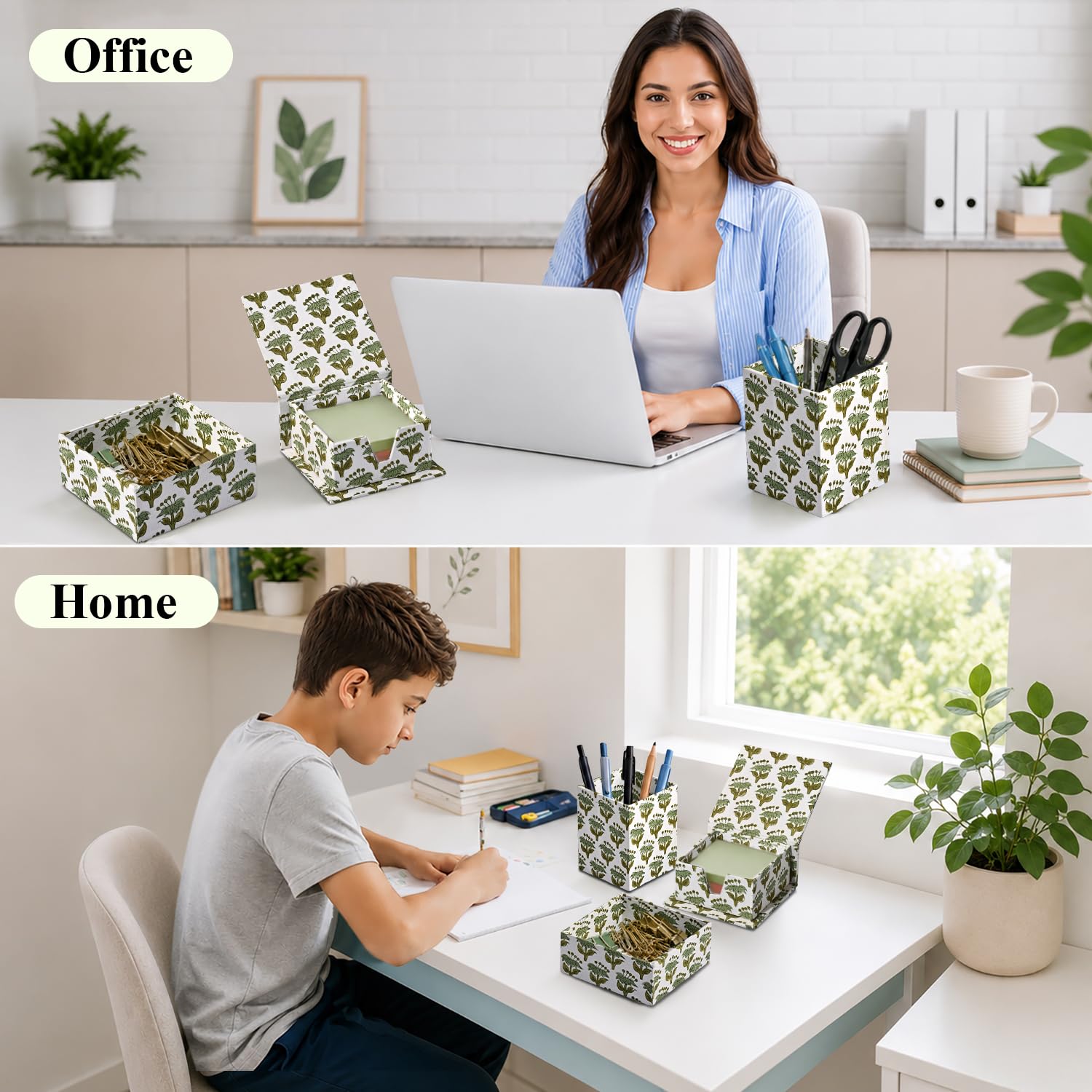 Desk Organizer Set of 3 - Emerald Green