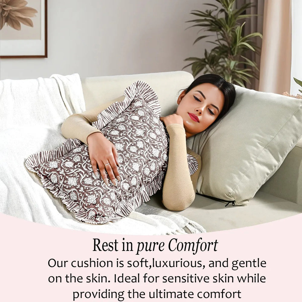 Cotton Ruffle Sham Cover - Mocha Regal