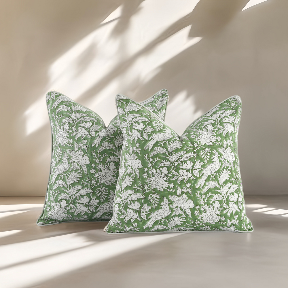 Piping Throw Pillow Covers - Olive Green (Set of 2)