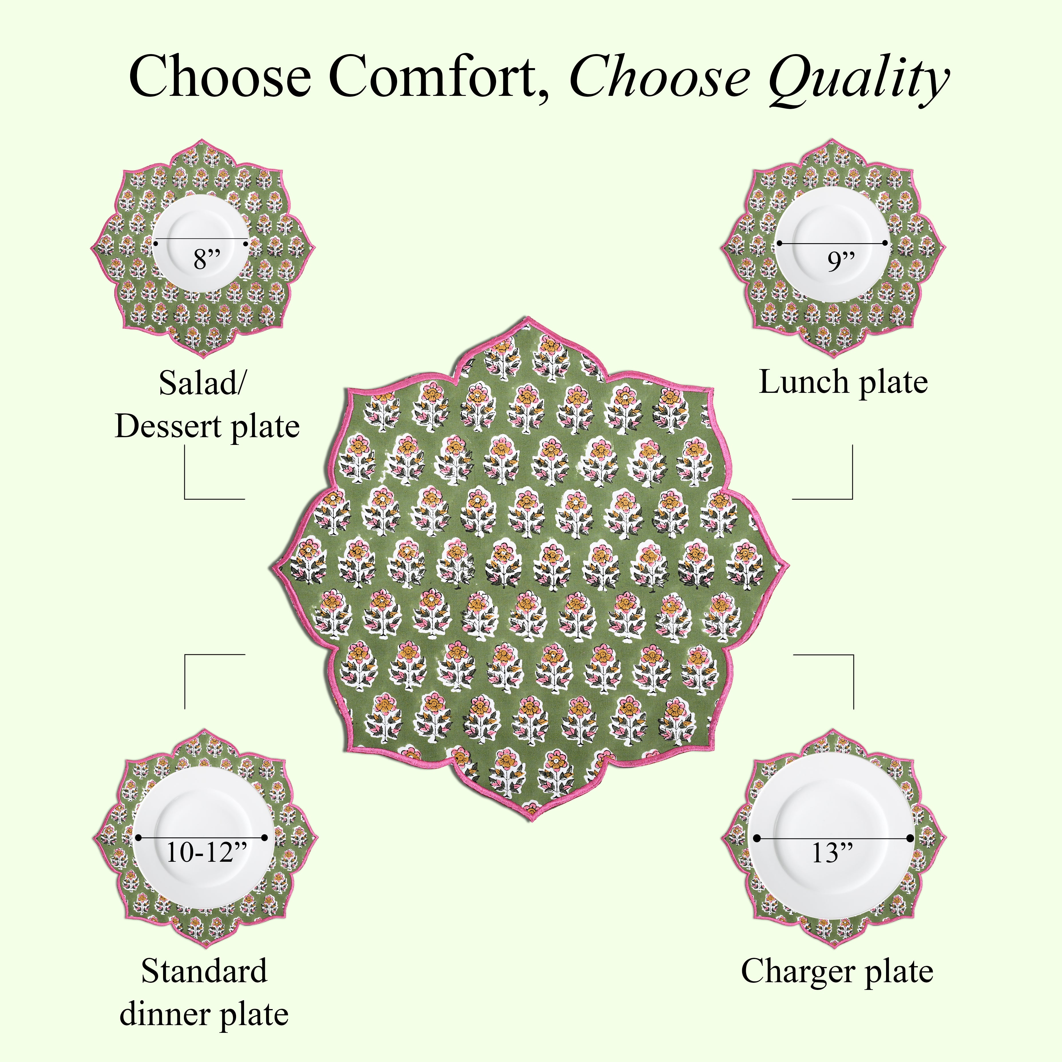 Natural placemat with refined scalloped trim