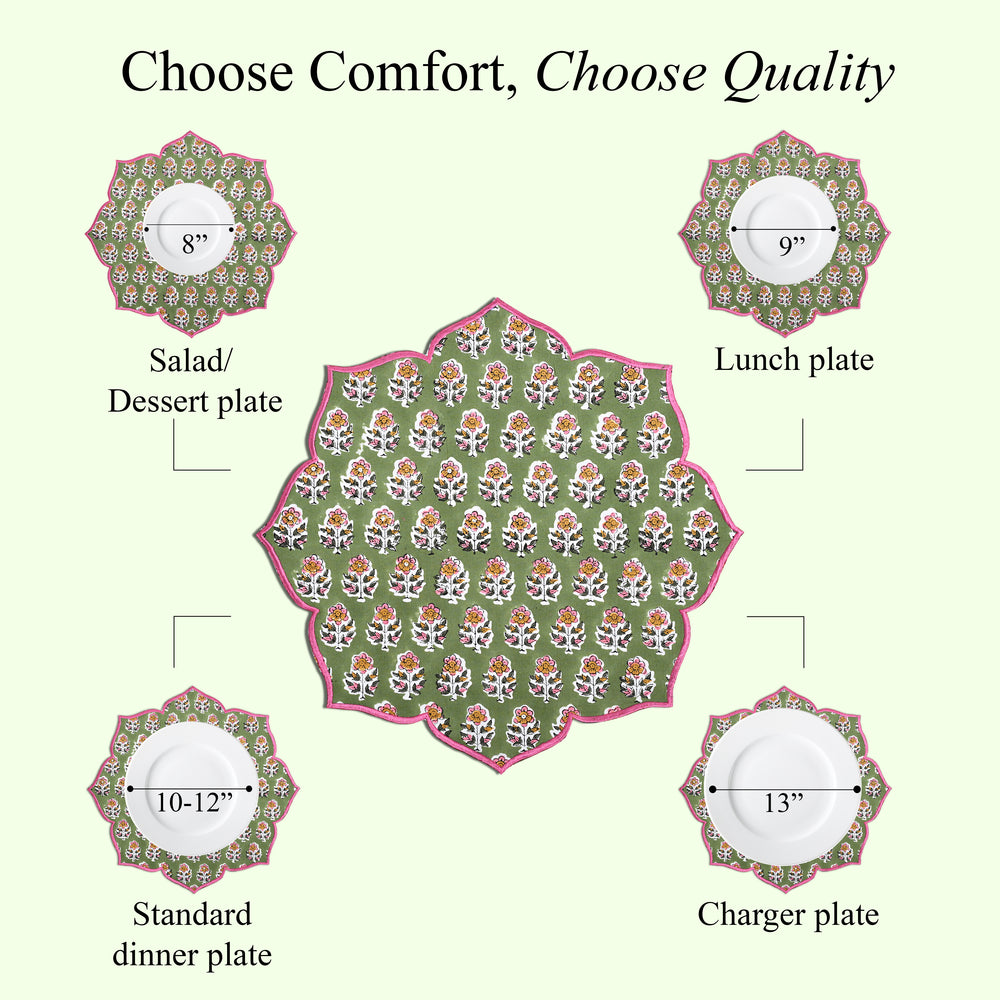 Natural placemat with refined scalloped trim