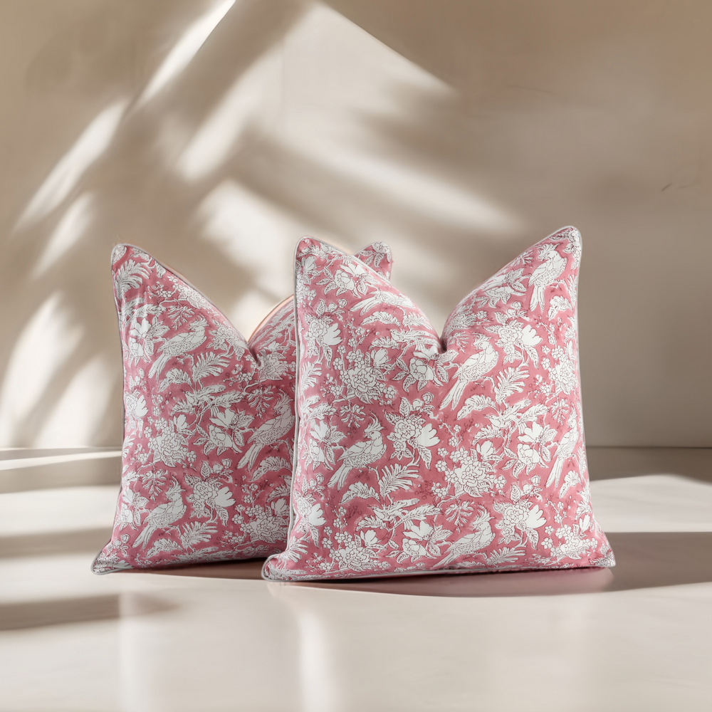 Piping Throw Pillow Covers - Coral Pink (Set of 2)