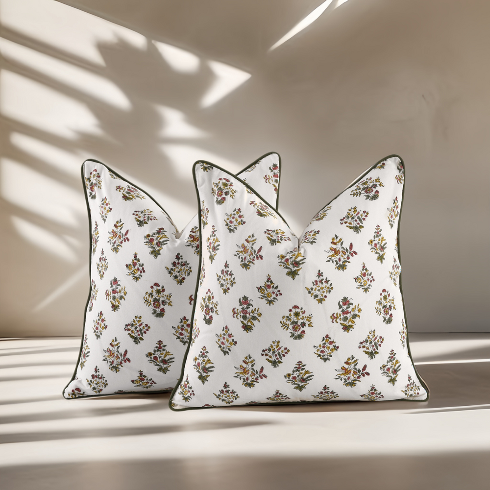 Piping Throw Pillow Covers - Forest Green (Set of 2)