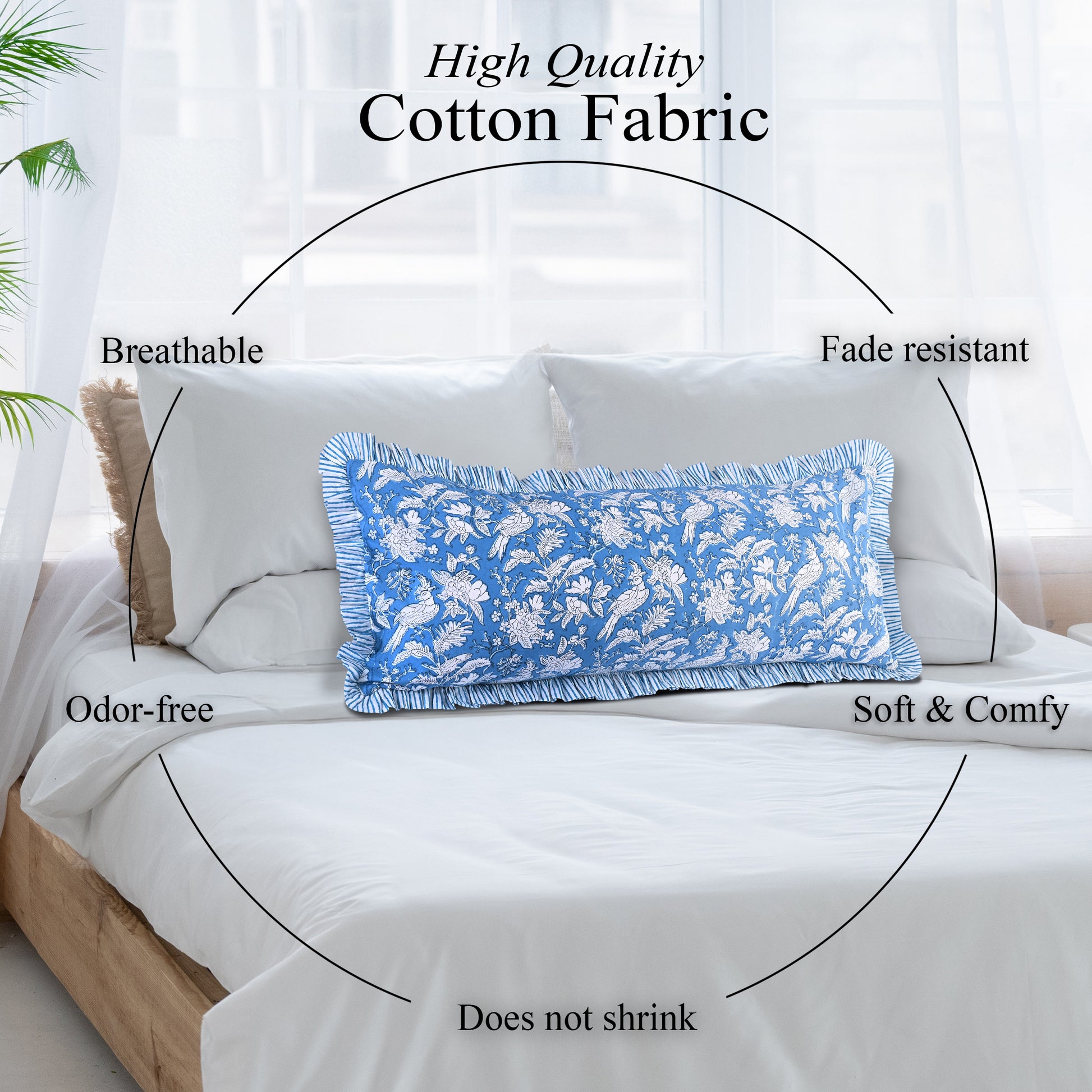 Cotton Ruffle Sham Cover - Blue Sapphire