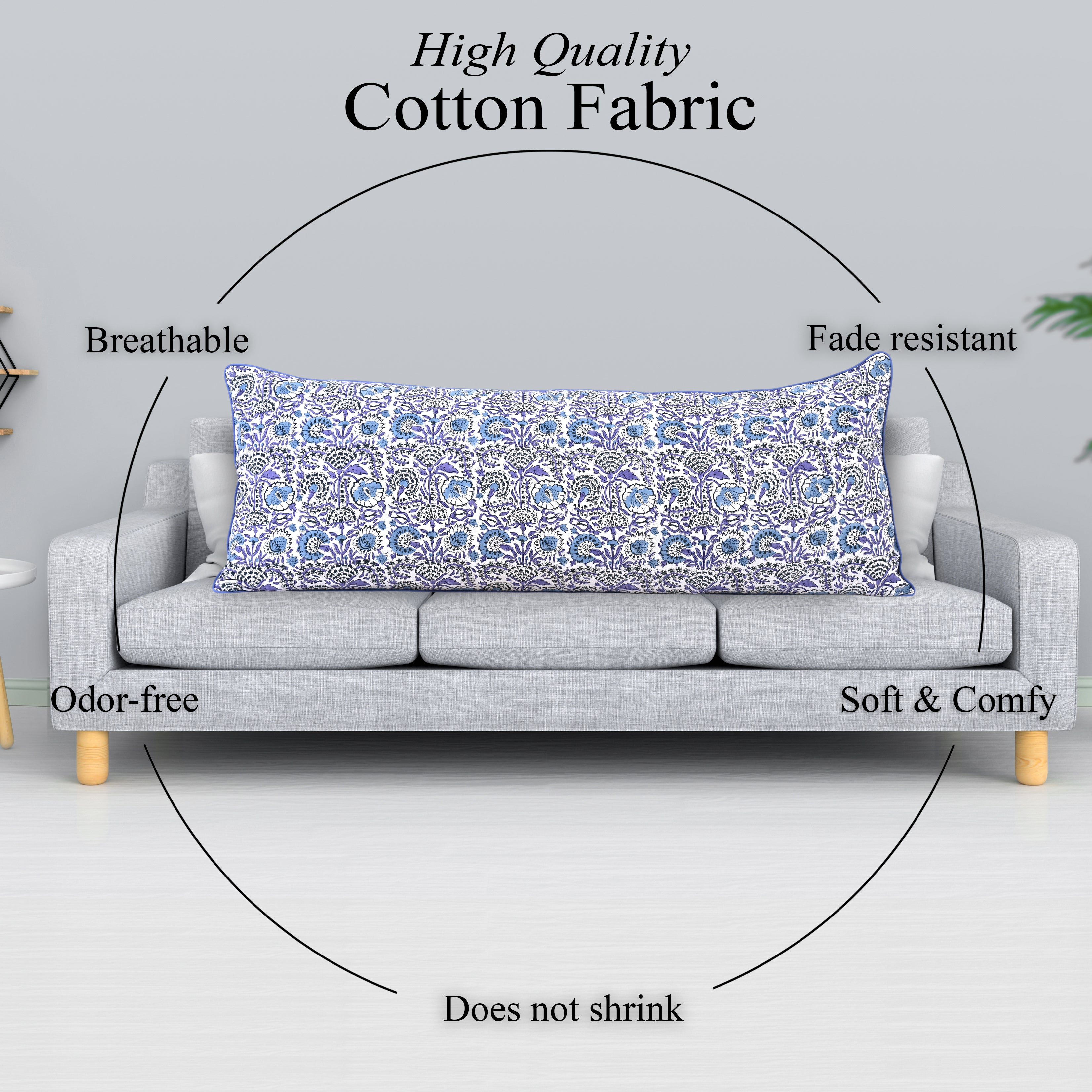 Cotton Piping Sham Cover - Aqua Blue