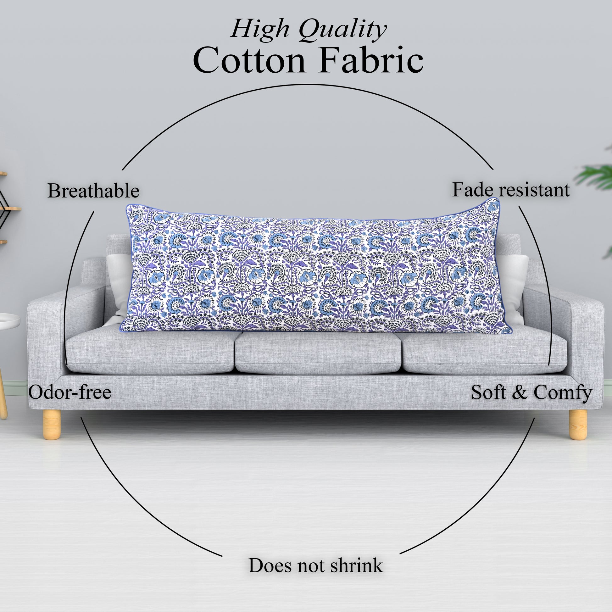 Cotton Piping Sham Cover - Aqua Blue