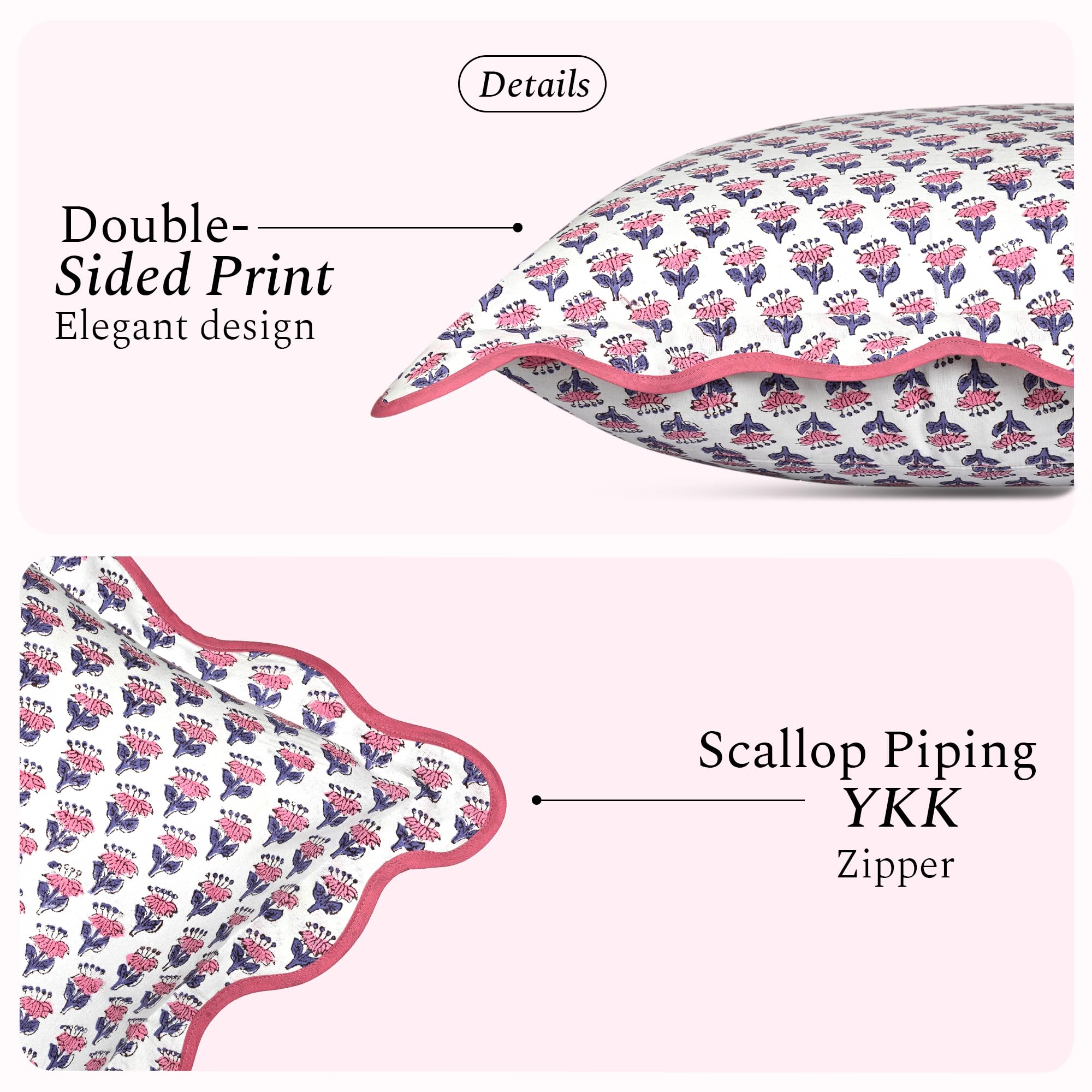 Scalloped Throw Pillow Covers - Pink Sapphire