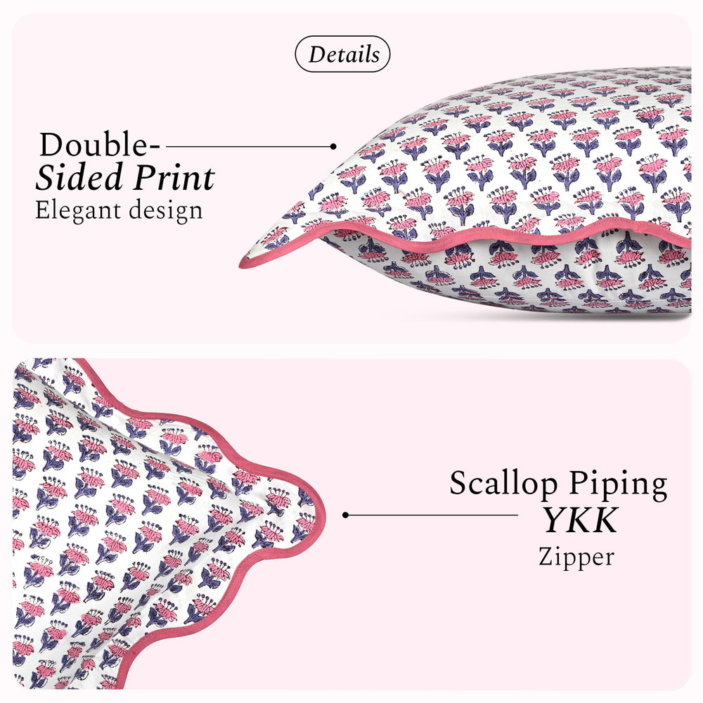 Scalloped Throw Pillow Covers - Pink Sapphire