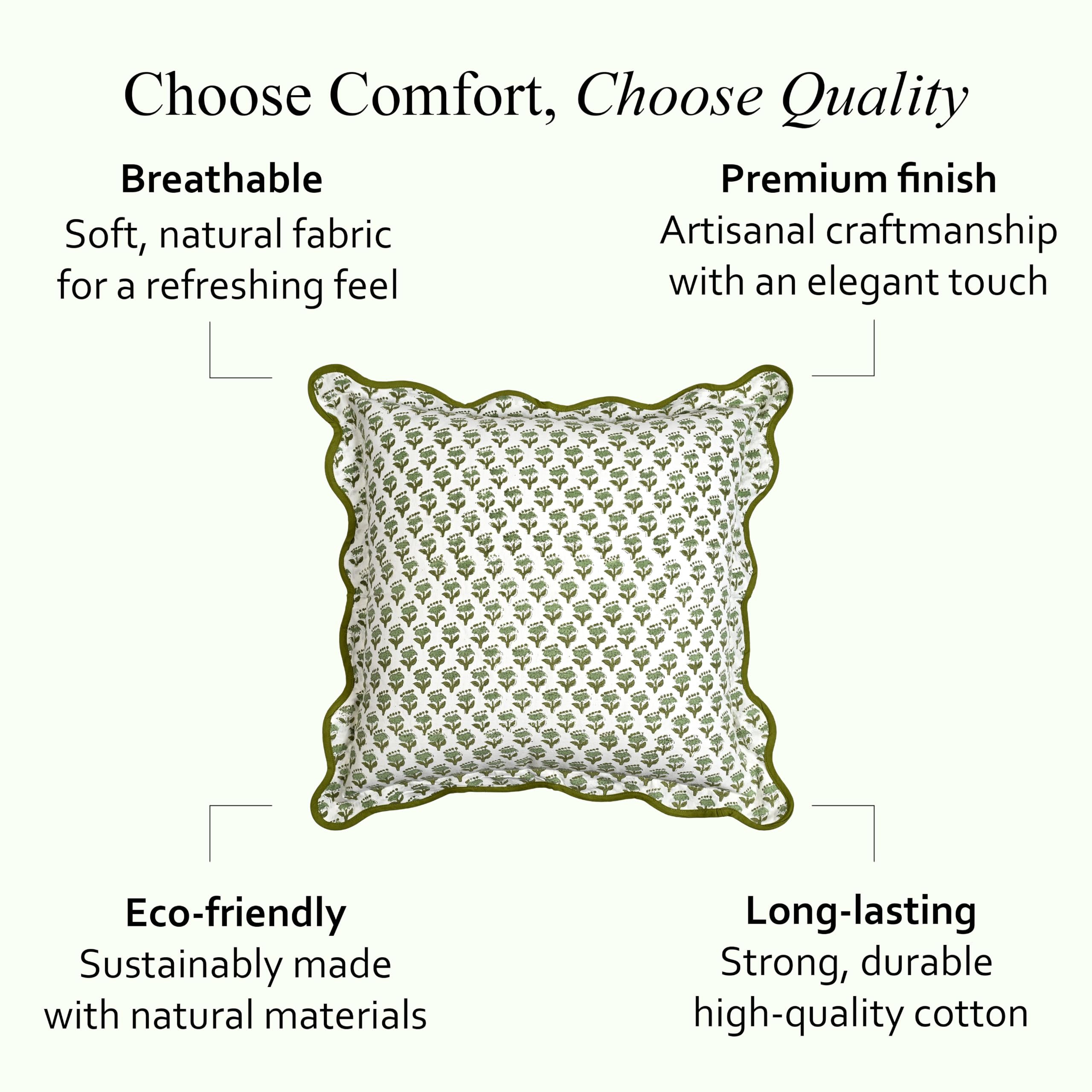 Scalloped Throw Pillow Covers - Emerald Green