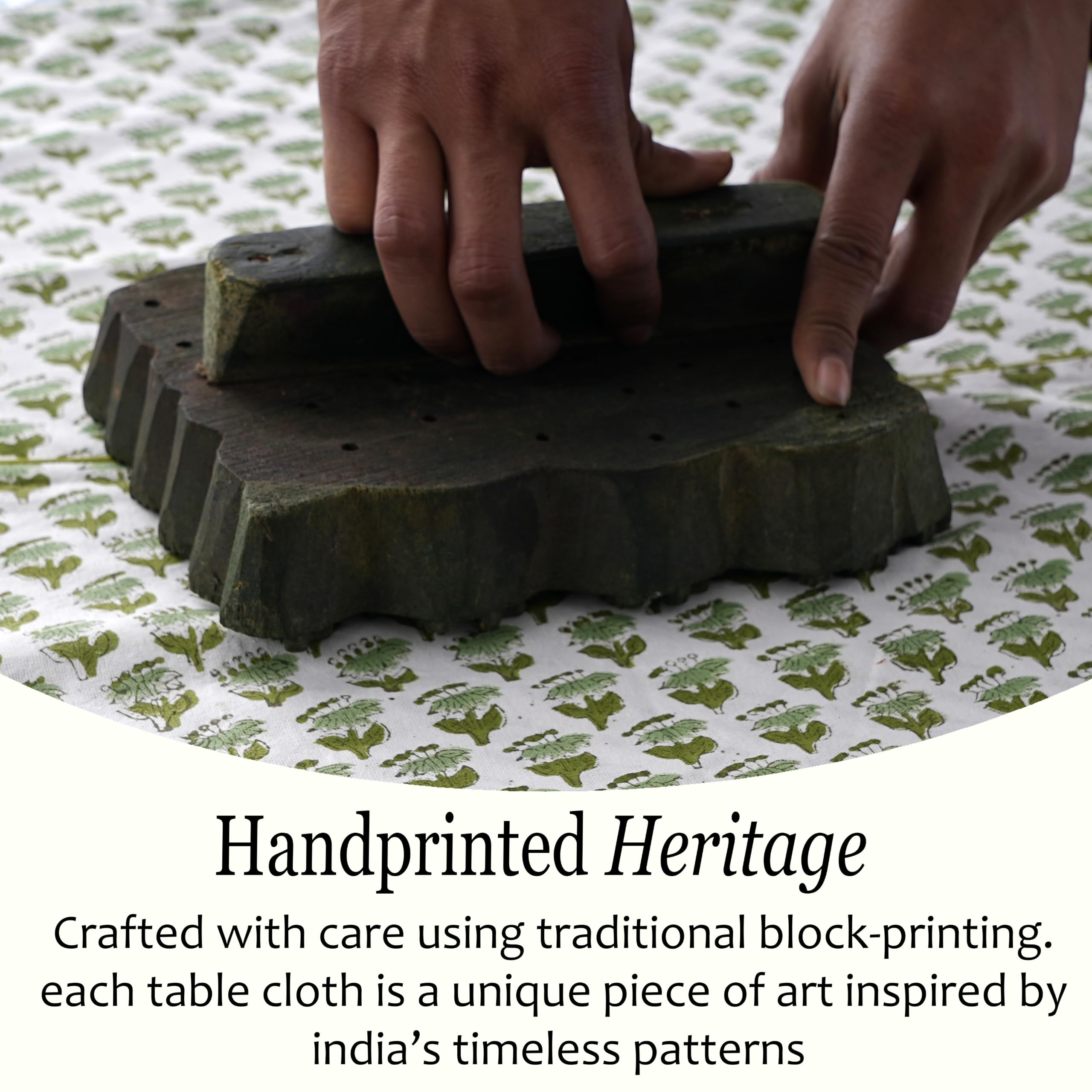 Cotton Ruffle Round Tablecloth - Emerald Green