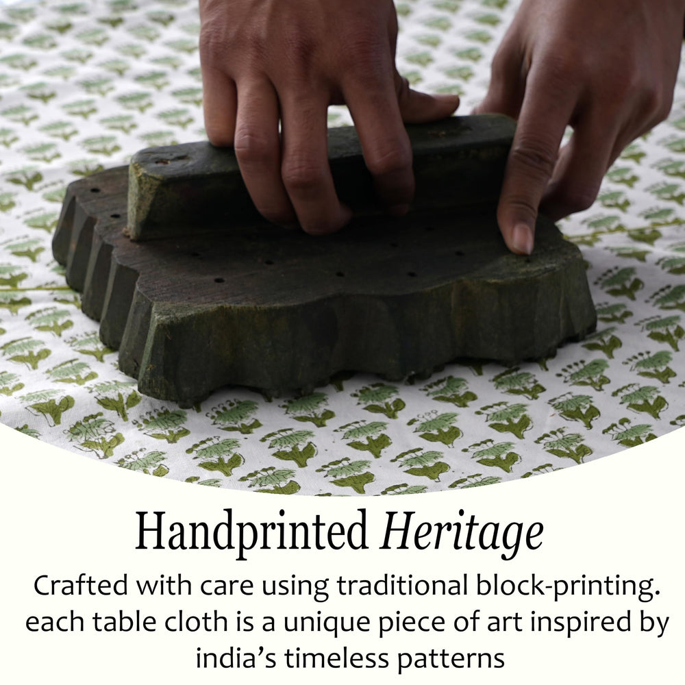Cotton Ruffle Round Tablecloth - Emerald Green