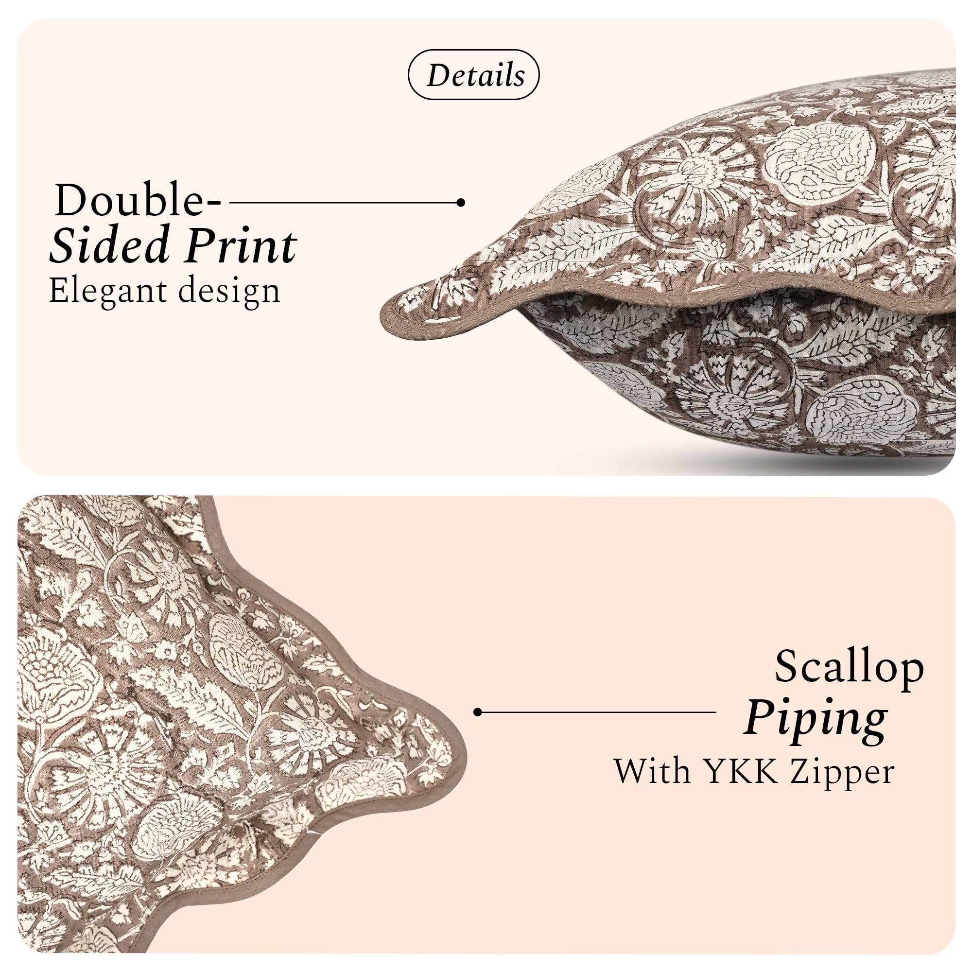 Scalloped Throw Pillow Covers - Rustic Brown