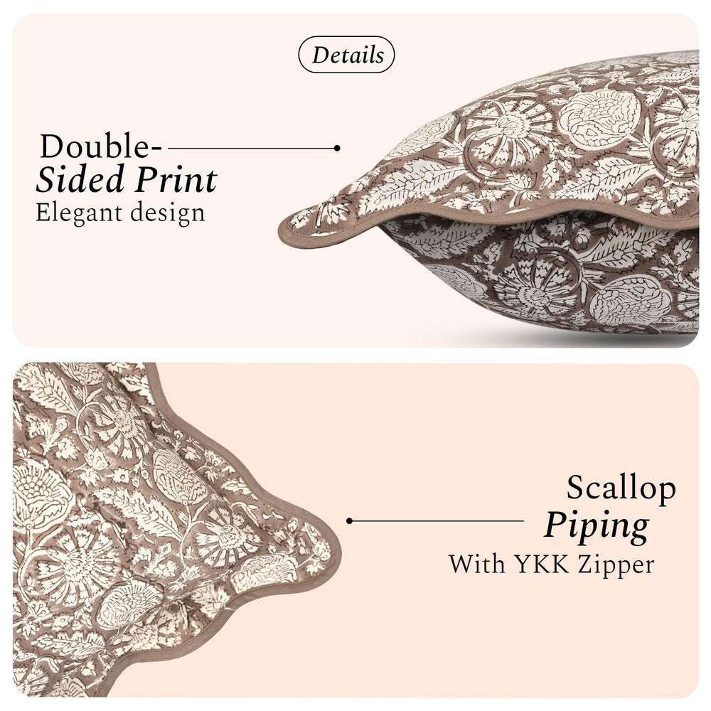 Scalloped Throw Pillow Covers - Rustic Brown