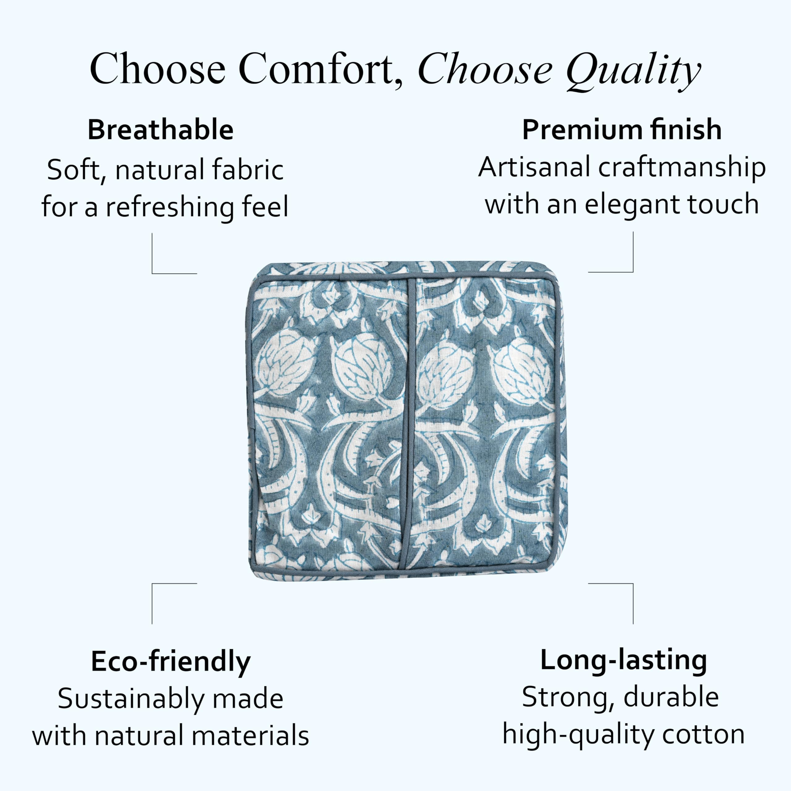 Cotton Ruffle Tissue Box Cover - Azure Regal