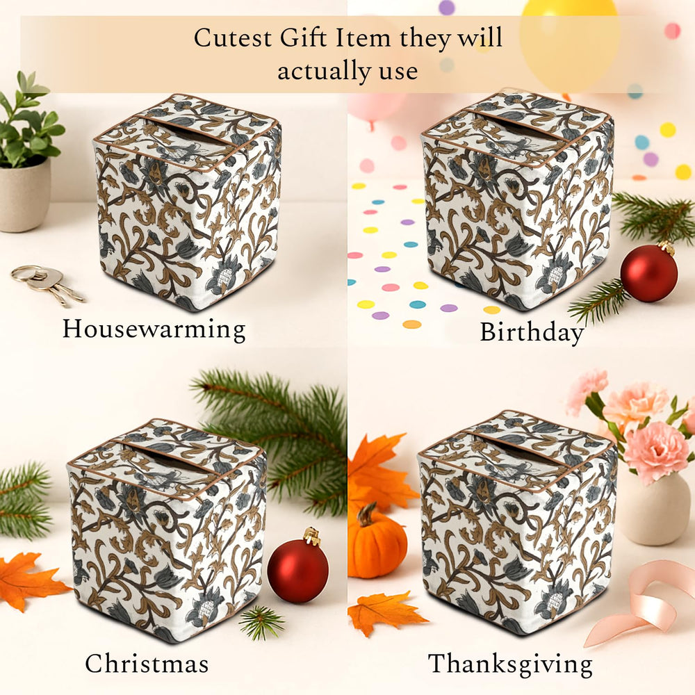 Cotton Tissue Box Cover - Autumn Vine