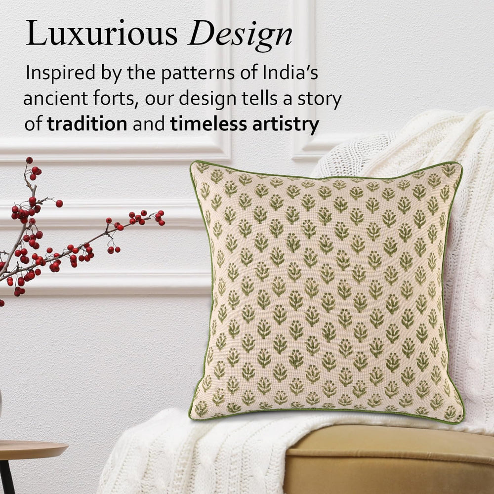 Pipping Pillow Cover - Earty Boho Vine