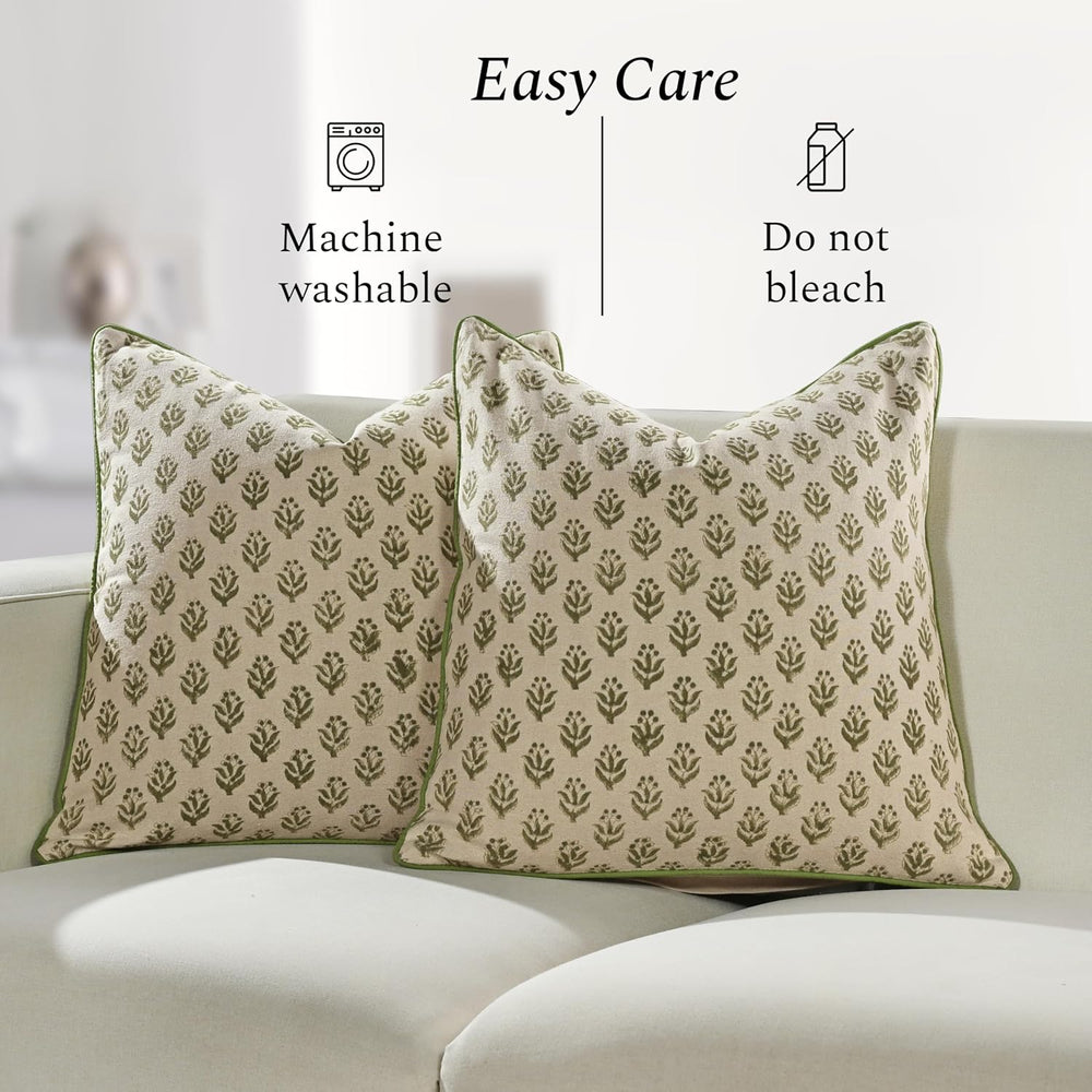 Pipping Pillow Cover - Earty Boho Vine
