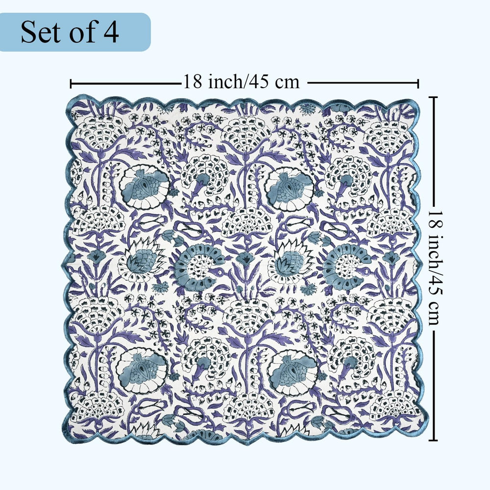 Cotton Embroidery Napkins - Indigo Blue