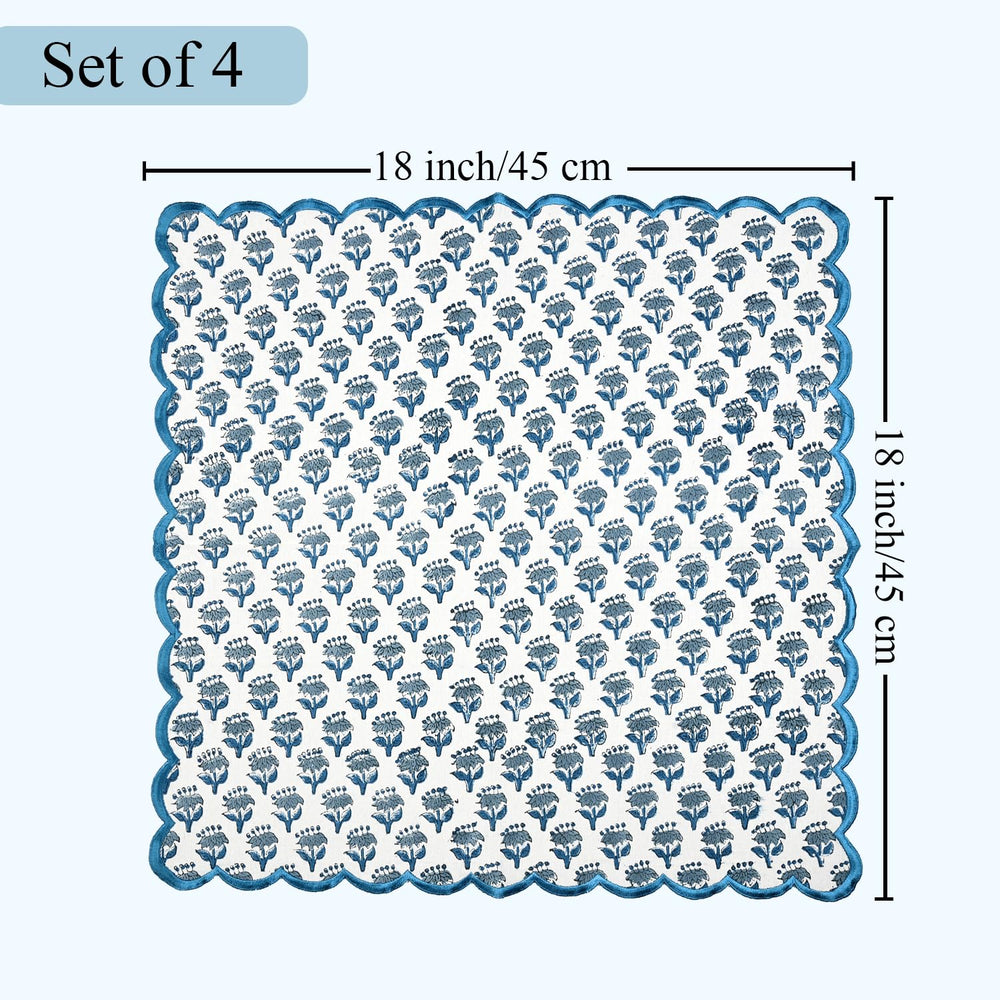 Cotton Embroidery Napkins - Apatite Blue