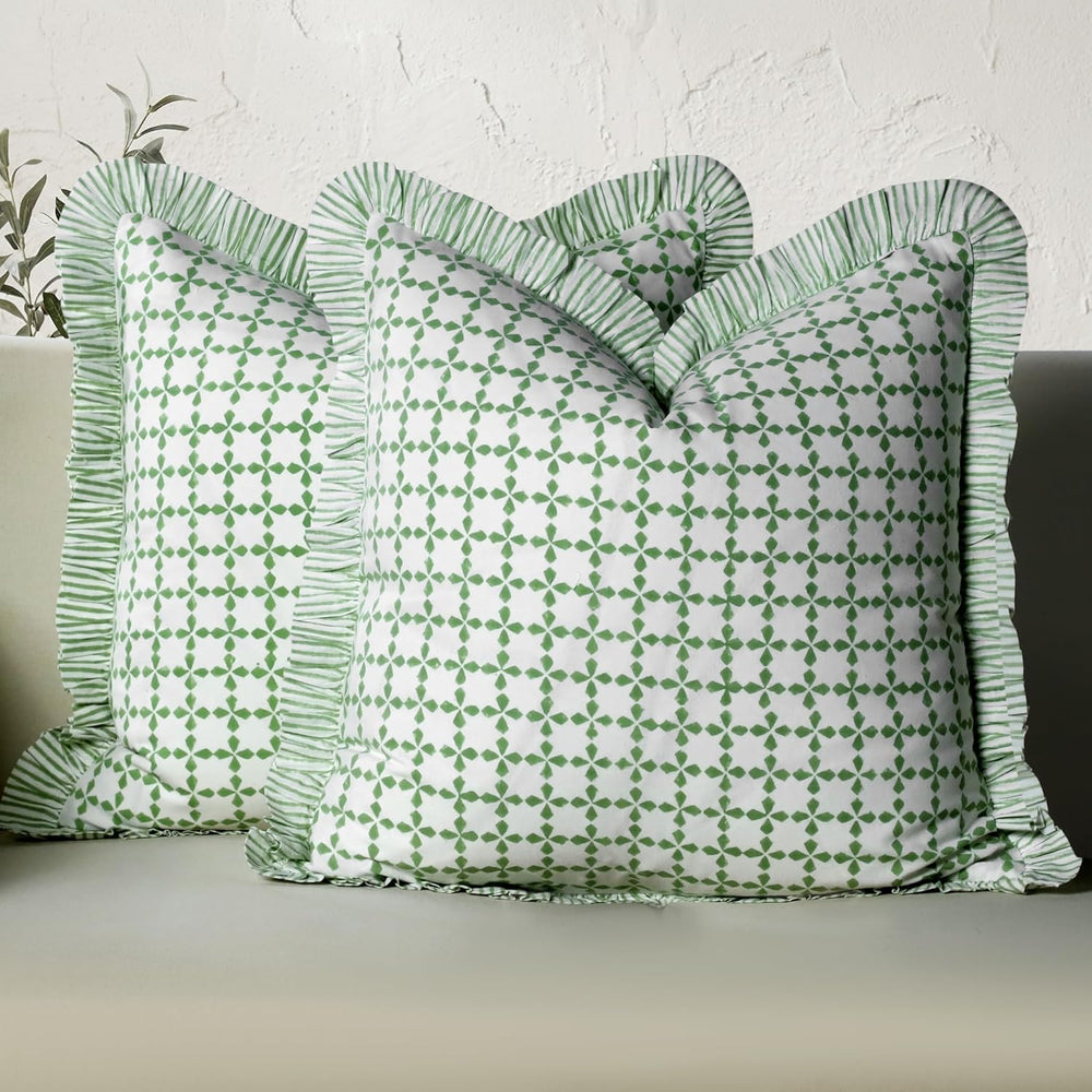 Ruffle Pillow Cover - Kelly Green