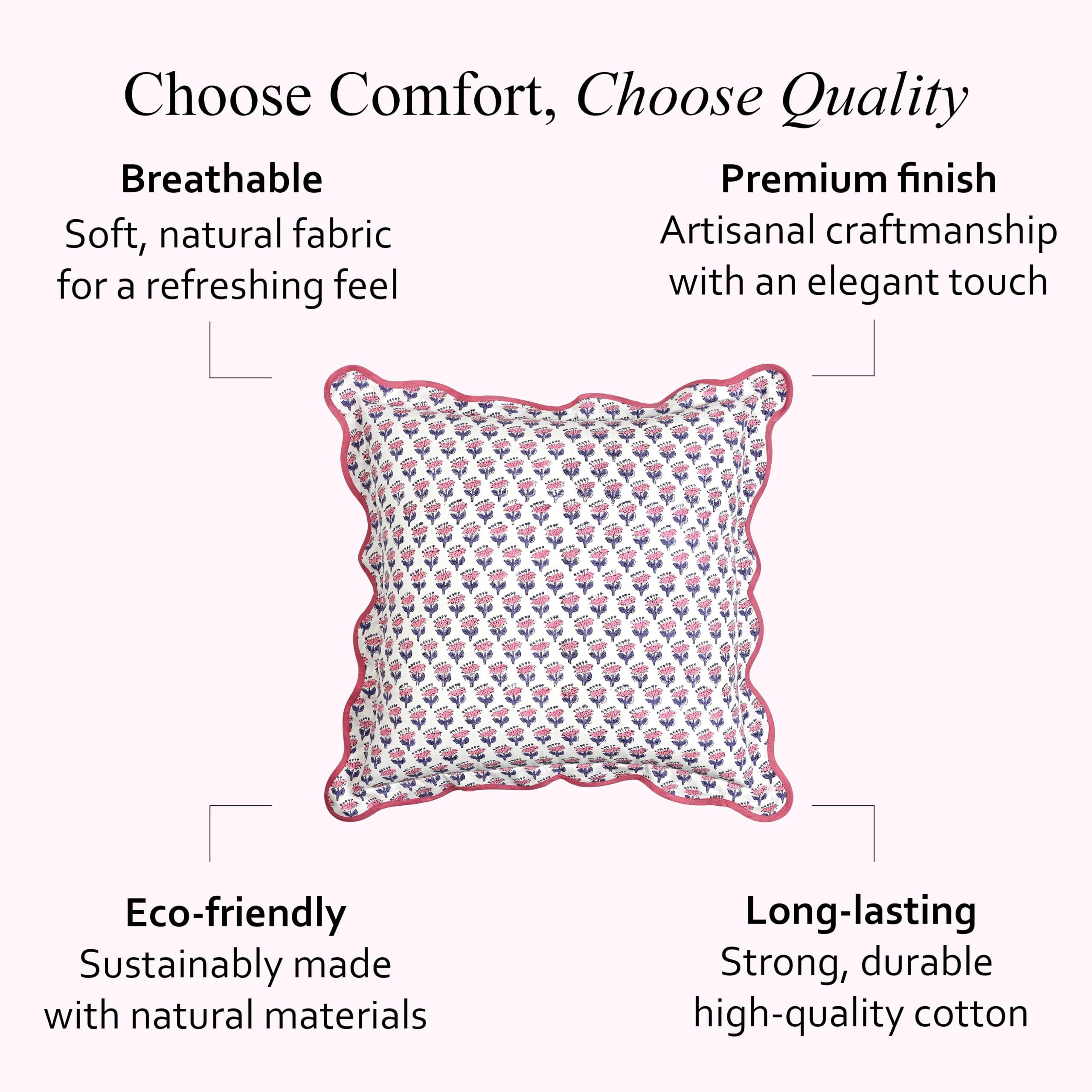 Scalloped Throw Pillow Covers - Pink Sapphire