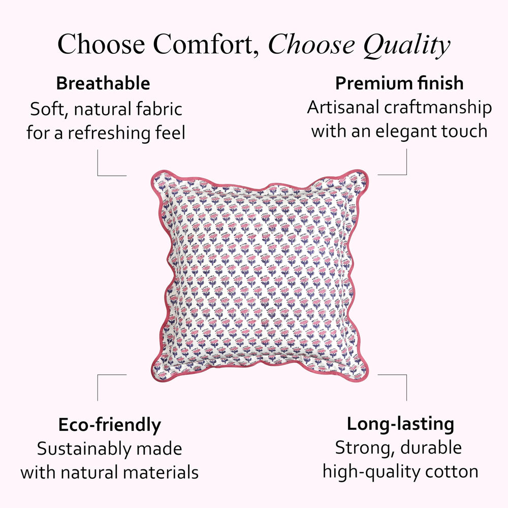 Scalloped Throw Pillow Covers - Pink Sapphire