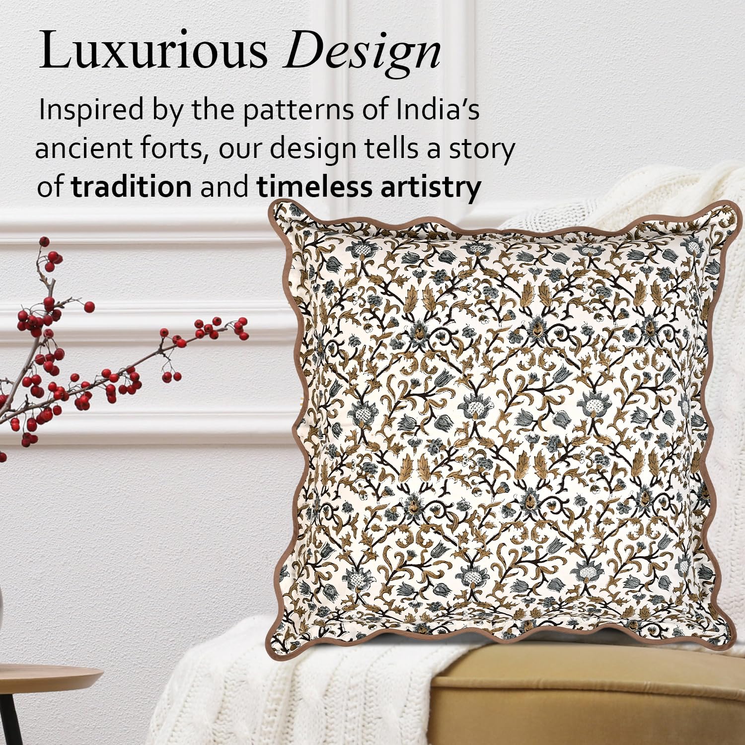 Scalloped Throw Pillow Covers - Autumn Vine