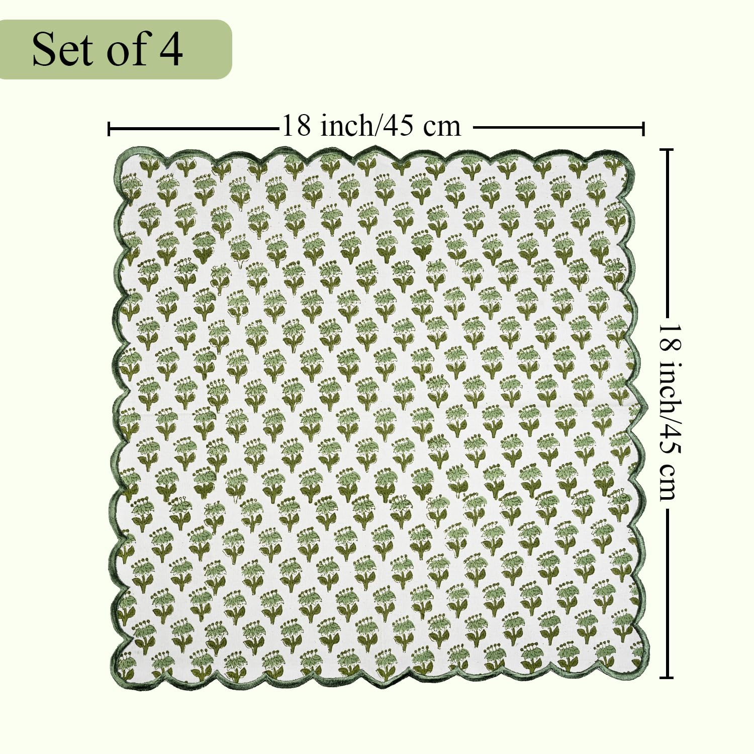 Cotton Embroidery Napkins - Emerald Green
