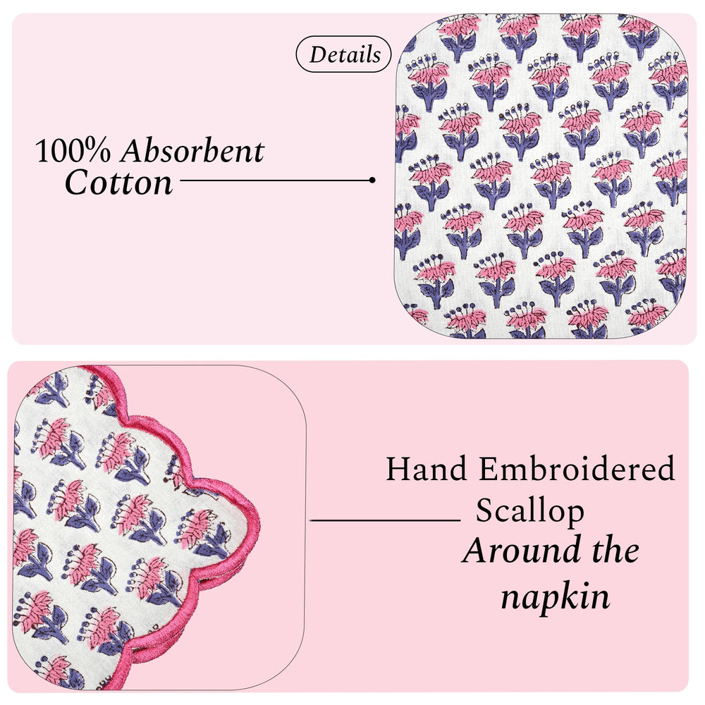 Cotton Embroidery Napkins - Pink Sapphire