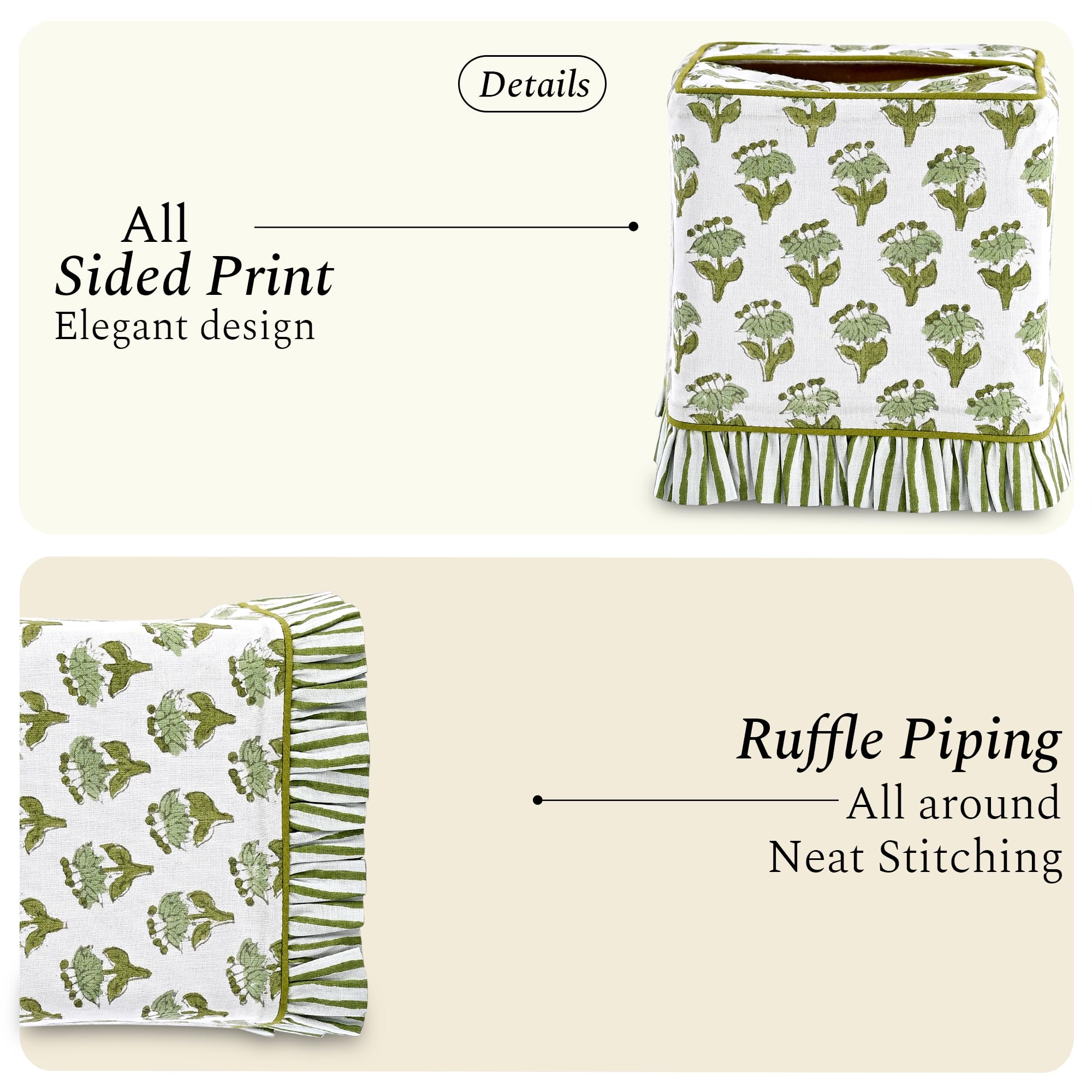 Cotton Ruffle Tissue Box Cover - Emerald Green