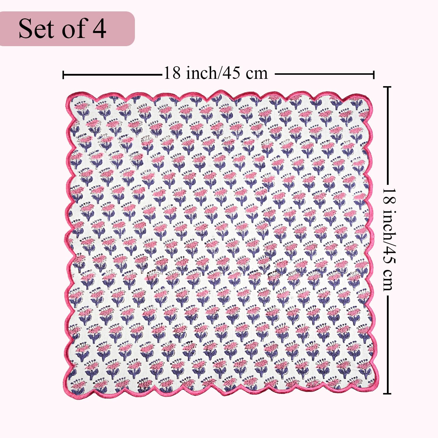 Cotton Embroidery Napkins - Pink Sapphire