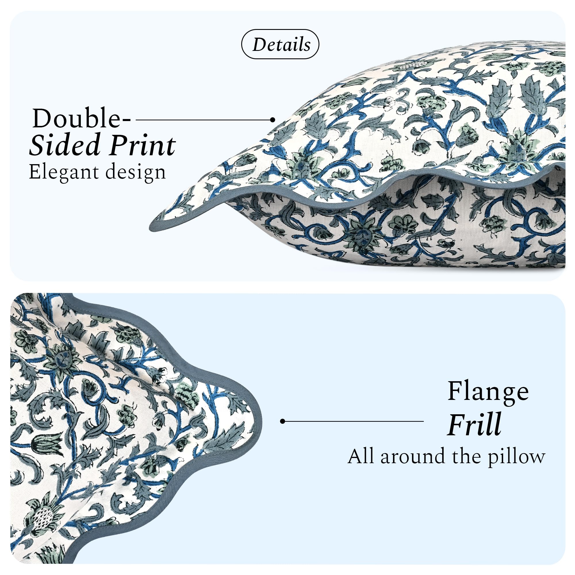 Scalloped Throw Pillow Covers - Ocean Vine