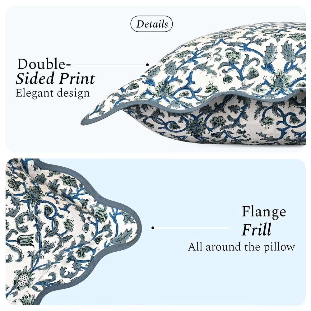 Scalloped Throw Pillow Covers - Ocean Vine