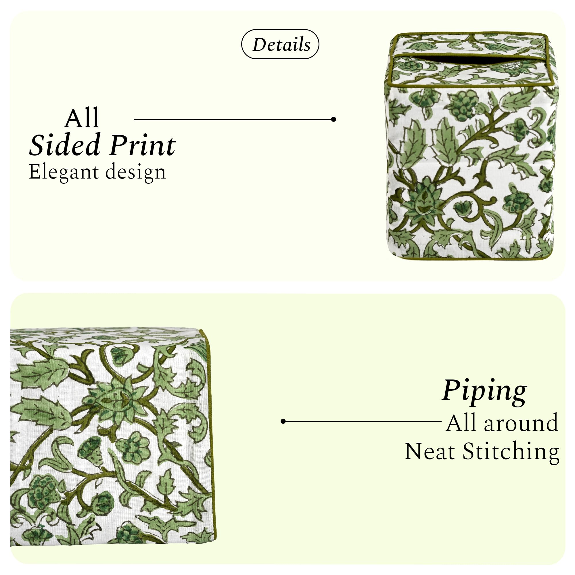 Cotton Tissue Box Cover - Meadow Vine