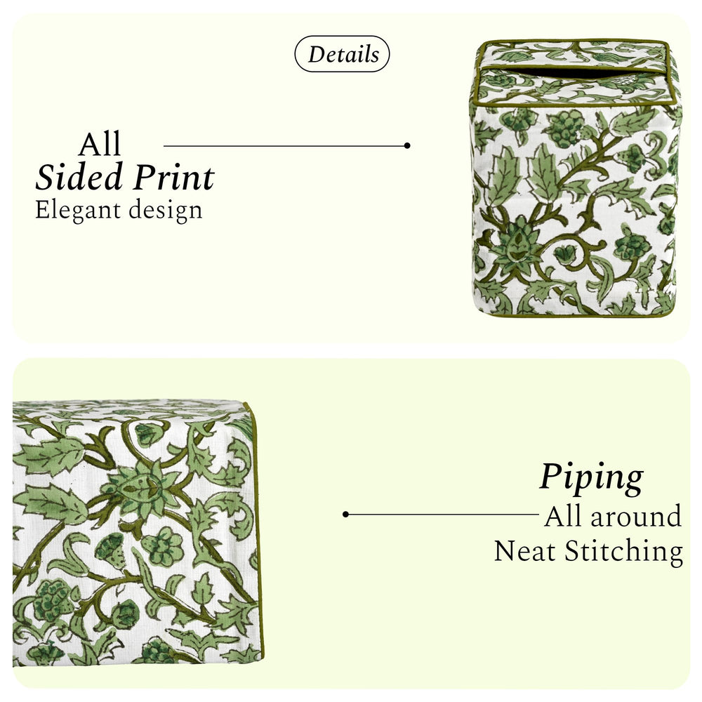 Cotton Tissue Box Cover - Meadow Vine