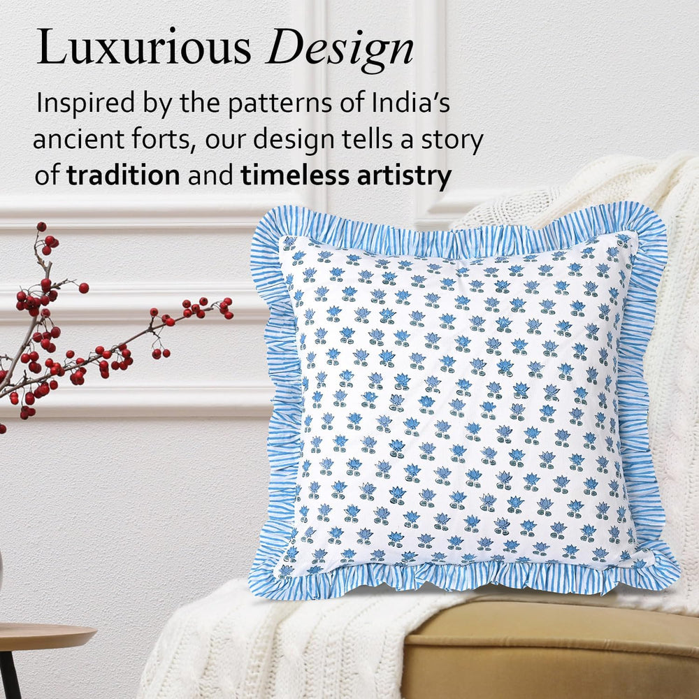 Ruffle Pillow Cover - Arctic Blue