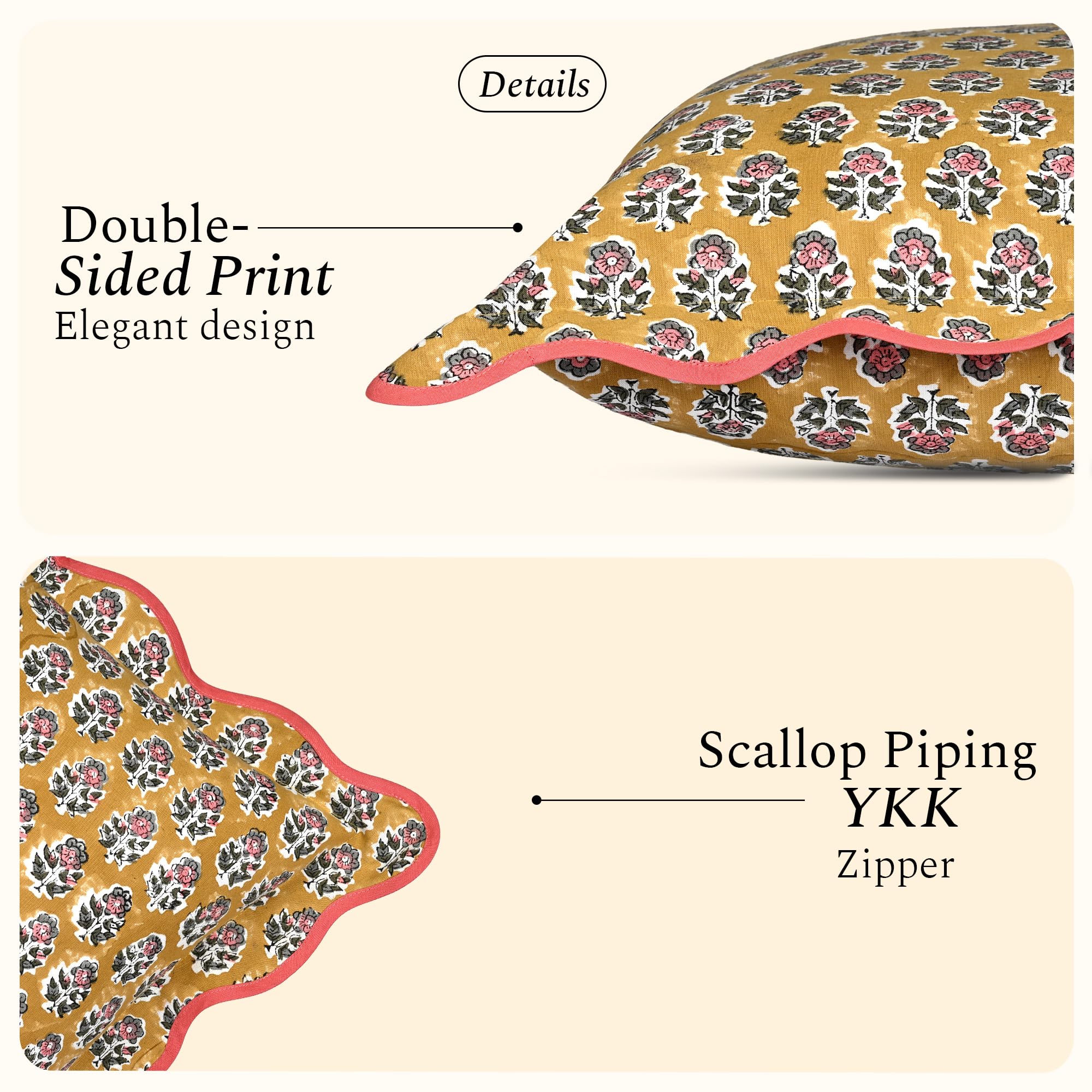 Scalloped Throw Pillow Covers - Yellow Citrine