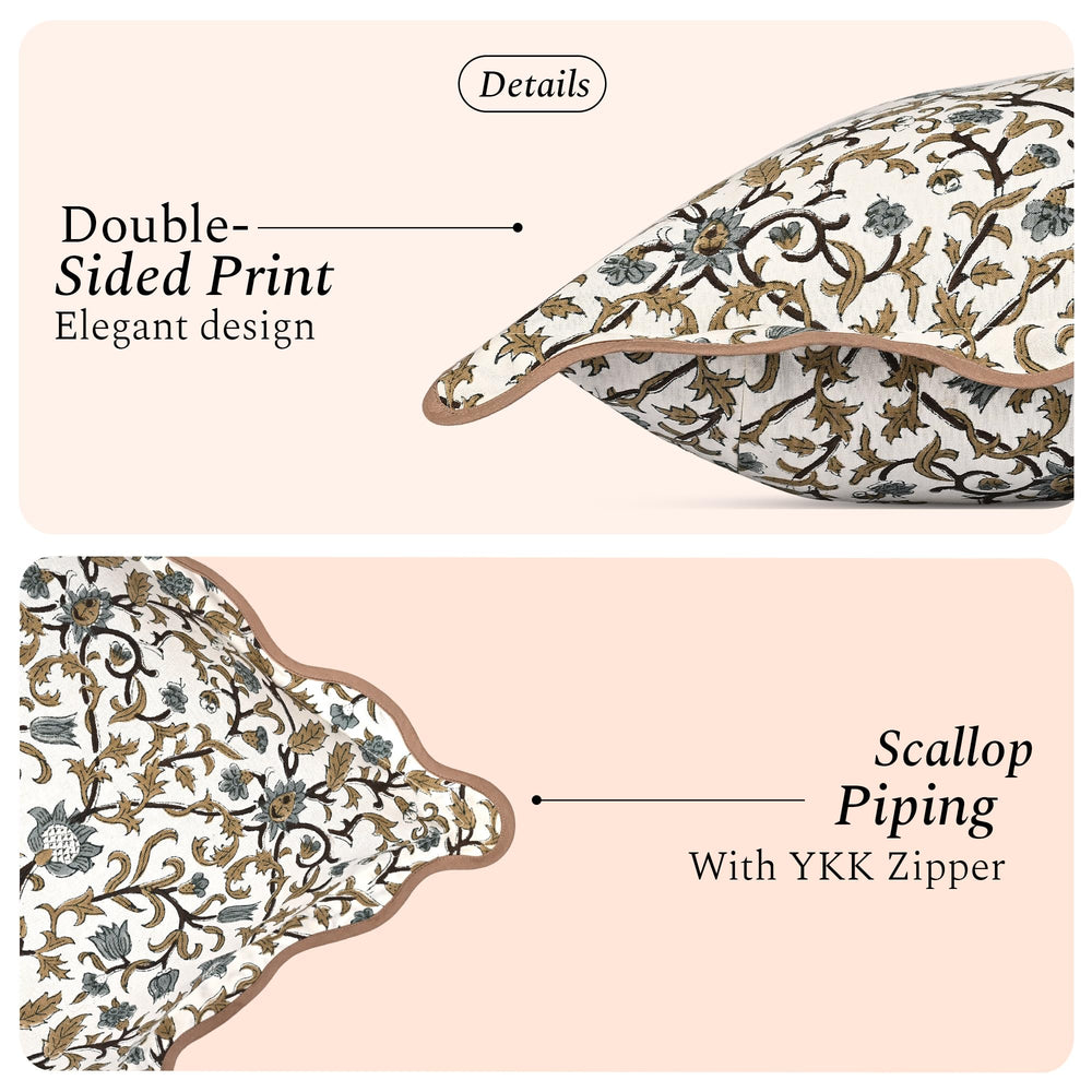 Scalloped Throw Pillow Covers - Autumn Vine