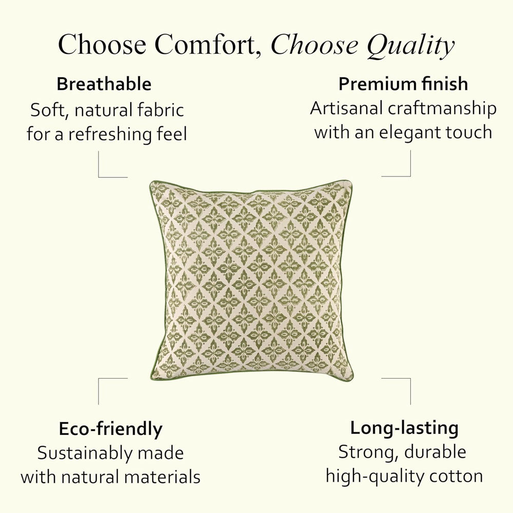 Pipping Pillow Cover - Rustic Sage Trellis