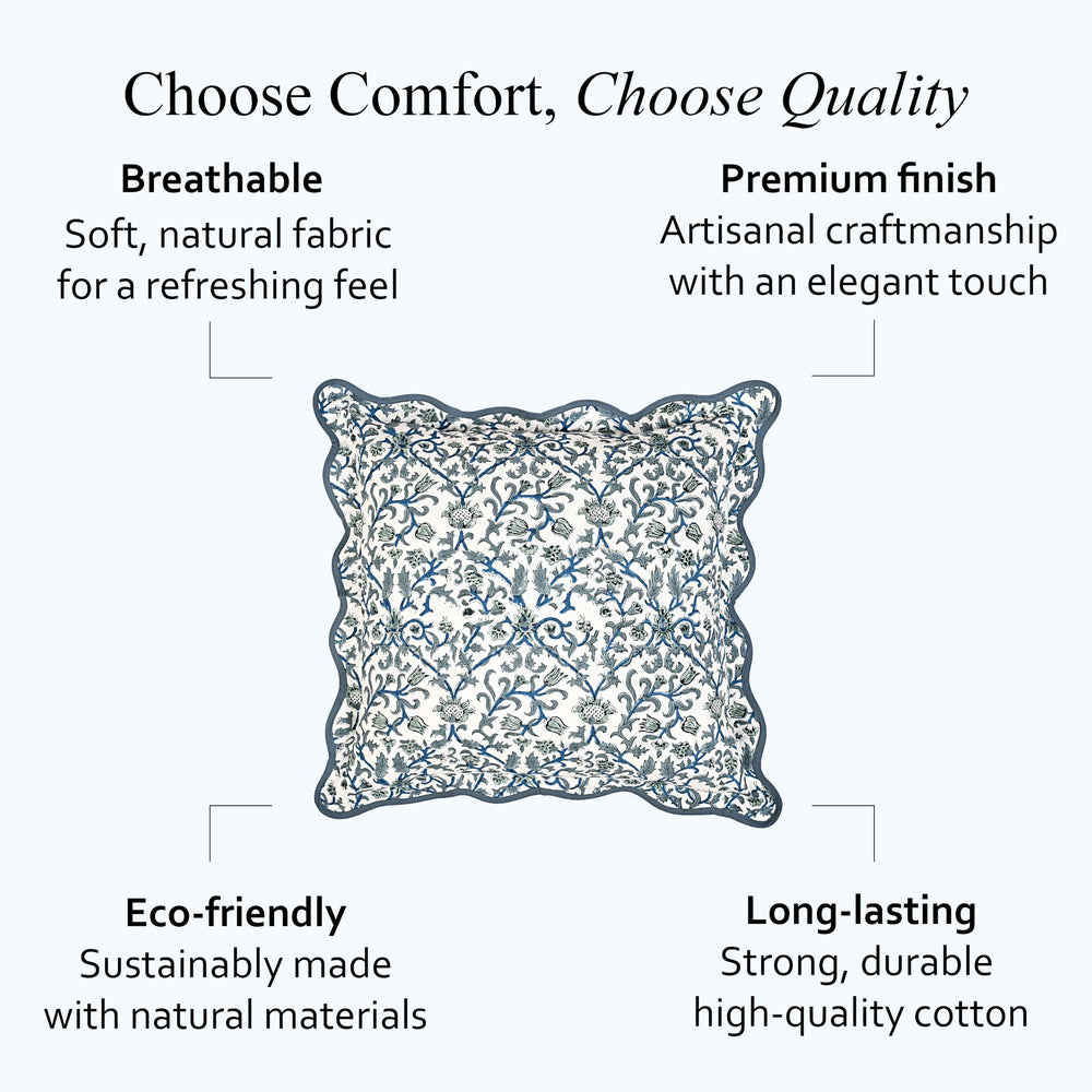 Scalloped Throw Pillow Covers - Ocean Vine
