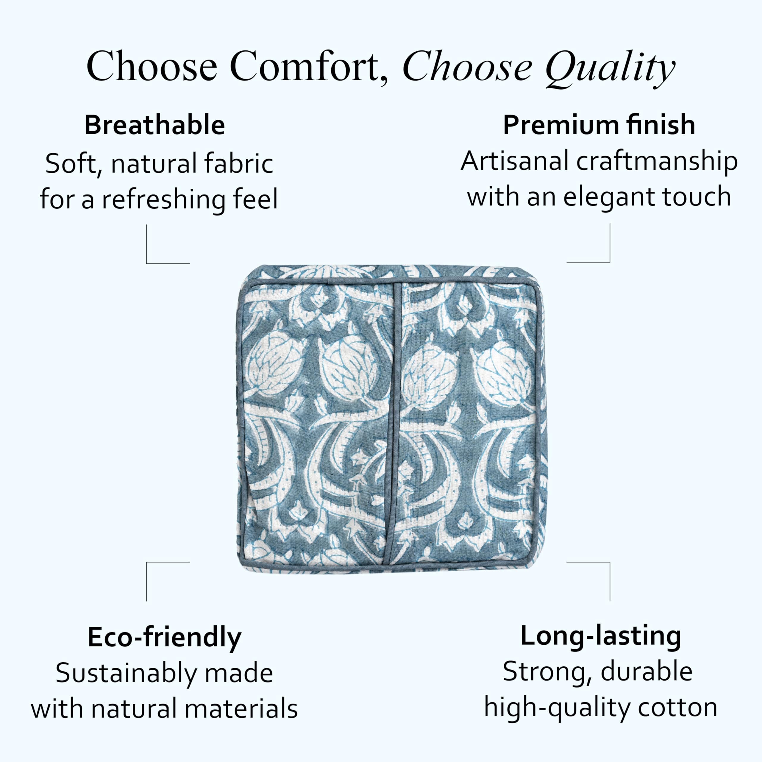 Cotton Tissue Box Cover - Azure Regal
