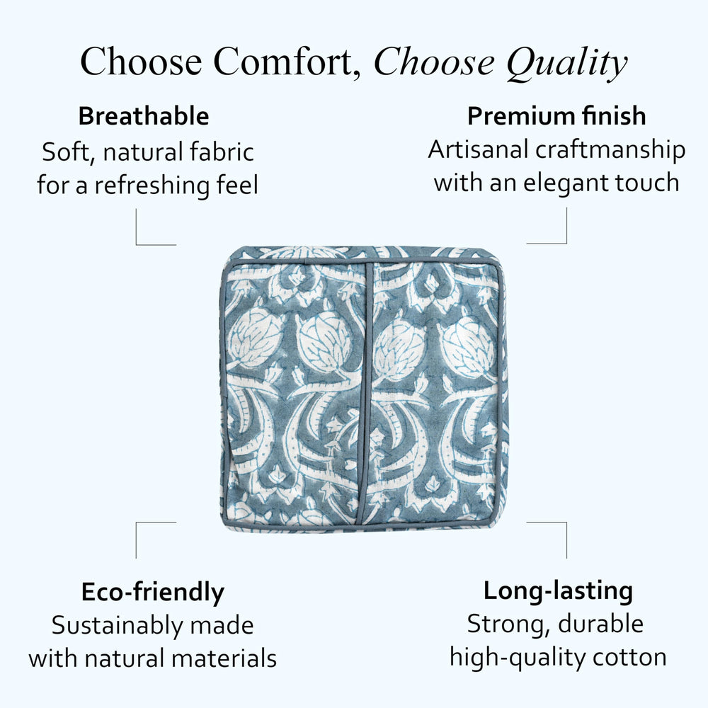 Cotton Tissue Box Cover - Azure Regal